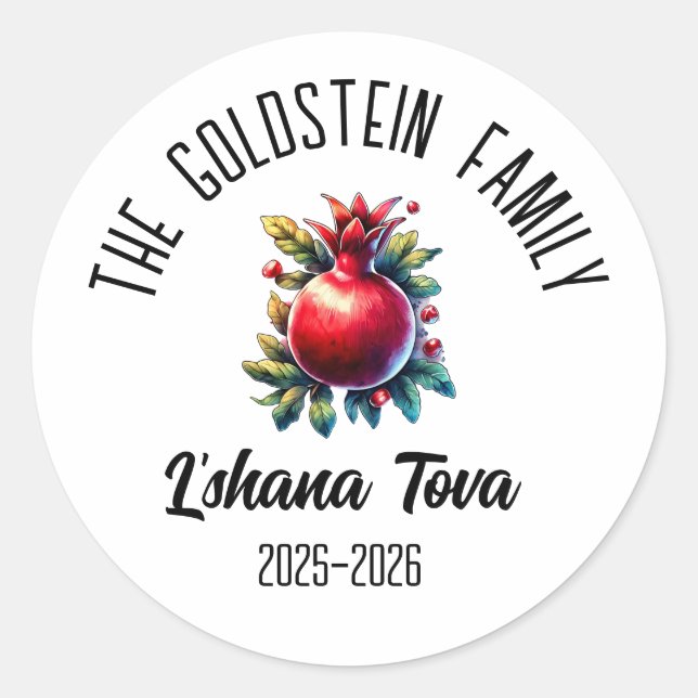 Rosh Hashanah Jewish New Year Personalised Name Ho Classic Round Sticker (Front)