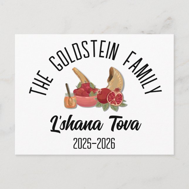 Rosh Hashanah Jewish New Year Personalised Name Holiday Postcard (Front)