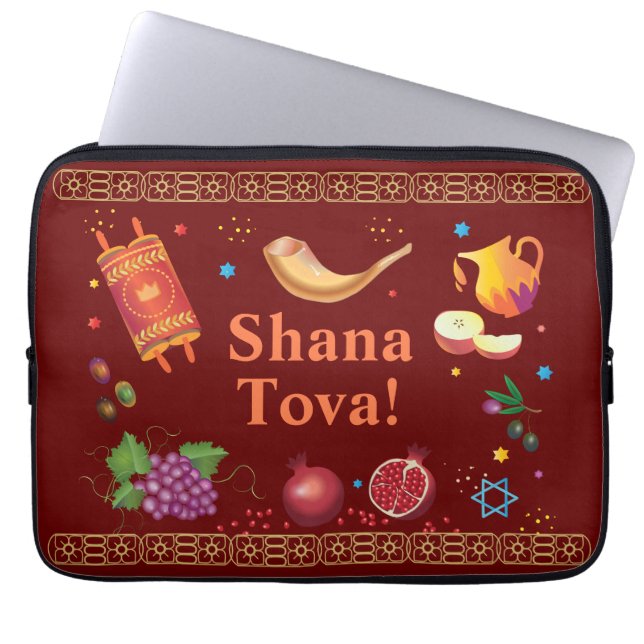 Rosh Hashanah Jewish New Year Shana Tova Laptop Sleeve (Front)