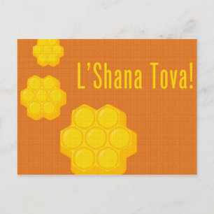 rosh hashanah l'shana tova honeycombs holiday postcard