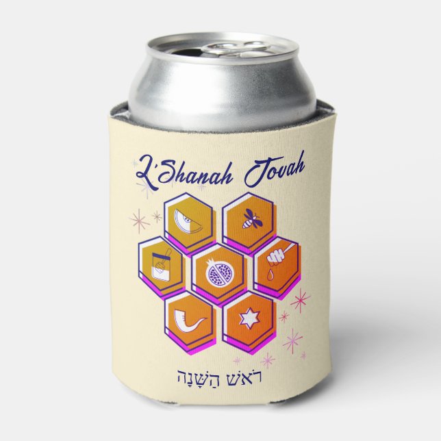 Rosh Hashanah L'SHANAH TOVAH Can Cooler (Can Front)