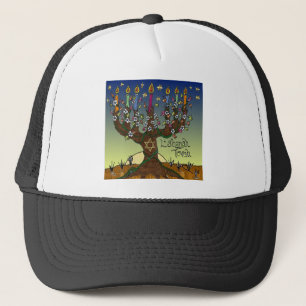 Rosh Hashanah L'Shanah Tovah Tree Of Life Menorah Trucker Hat