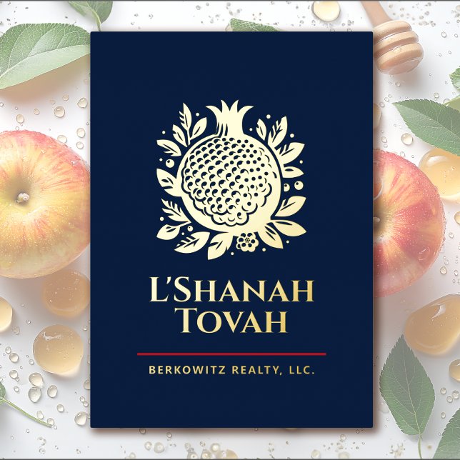Rosh Hashanah Modern Pomegranate Jewish New Year Foil Holiday Card (Creator Uploaded)