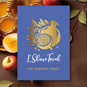 Rosh Hashanah Modern Pomegranate Jewish New Year Holiday Card