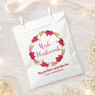 Rosh Hashanah New Year Pomegranate Flower Wreath Favour Bag