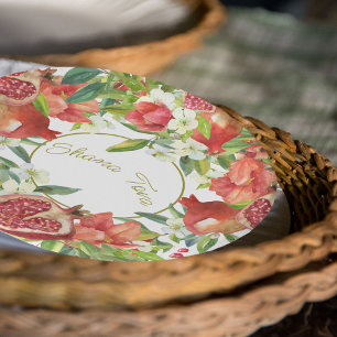 Rosh Hashanah New Year Sweet Pomegranate Feast  Paper Plate