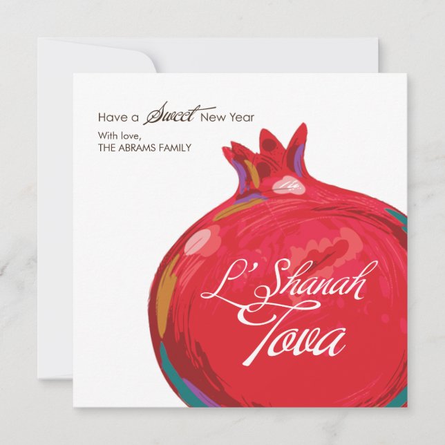 Rosh Hashanah Pomegranate Flat Card (Front)