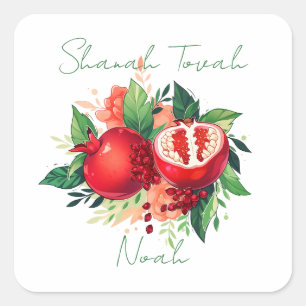 Rosh Hashanah Shanah Tovah Pomegranate Square Sticker