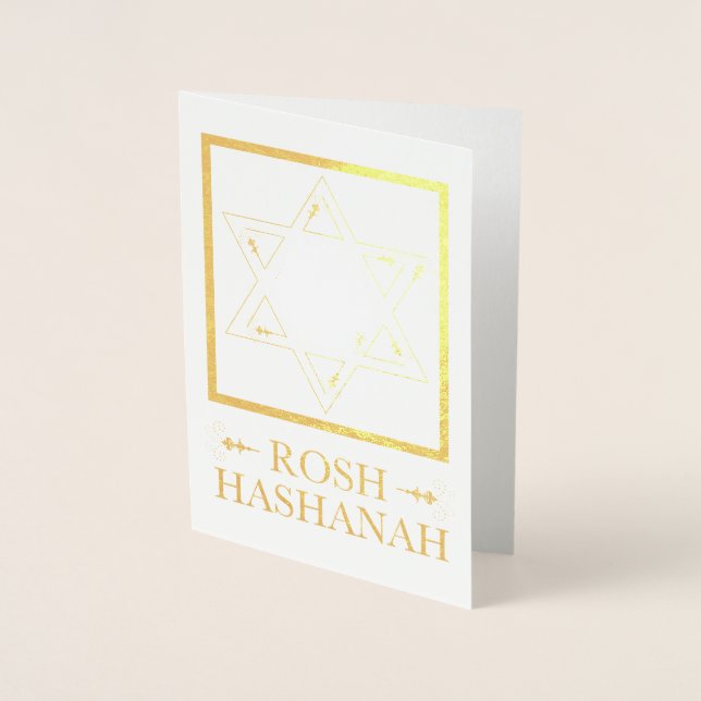 Rosh Hashanah Star of David Gold Foil Foil Card (Front)