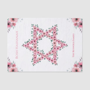 Rosh Hashanah Star of David Pink Flower White Tissue Paper