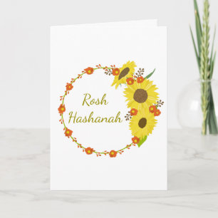 Rosh Hashanah Sunflower Wreath  Holiday Card