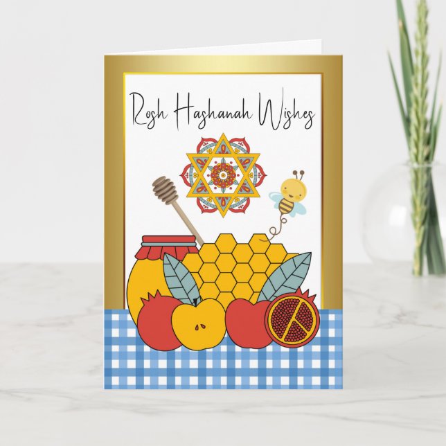 Rosh Hashanah Wishes A Sweet Year Card (Front)