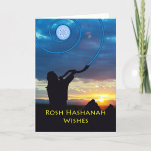 Rosh Hashanah Wishes, Shofar Horn and Sky Holiday Card