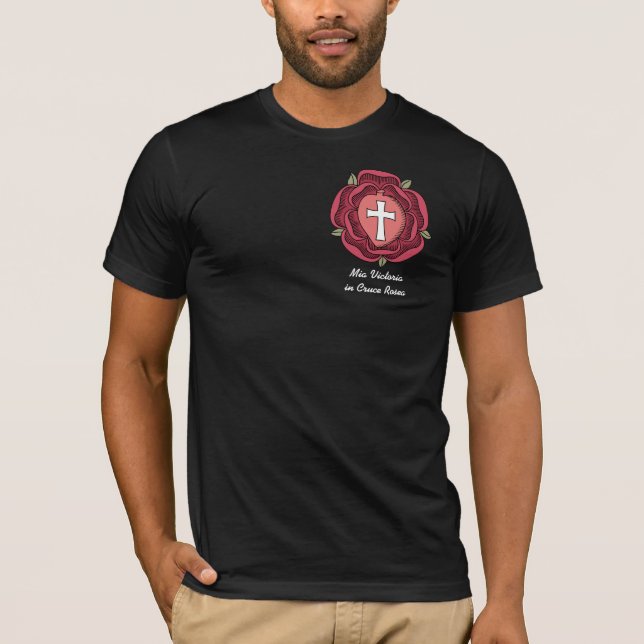 Rosicrucian Emblem, Mia Victoria in Cruce Rosea T-Shirt (Front)