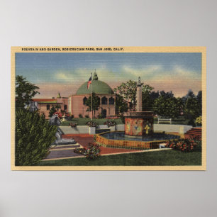 Rosicrucian Park, Fountain and Garden View Poster