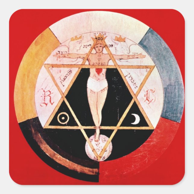 Rosicrucian symbol of the Hermetic Order Square Sticker (Front)