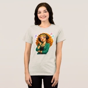Rosie Max Cartoon Girl T-Shirt – Cute Orange Curly Tri-Blend Shirt