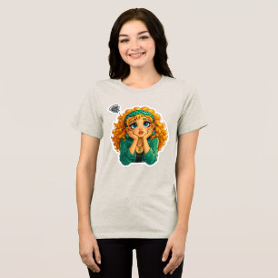 Rosie Max Cartoon Girl T-Shirt – Cute Orange Curly Tri-Blend Shirt