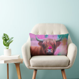 "Rosie of the Highlands" – Highland Cow Portrait Lumbar Cushion
