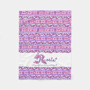 Rosie R name meaning pink doodle art blanket