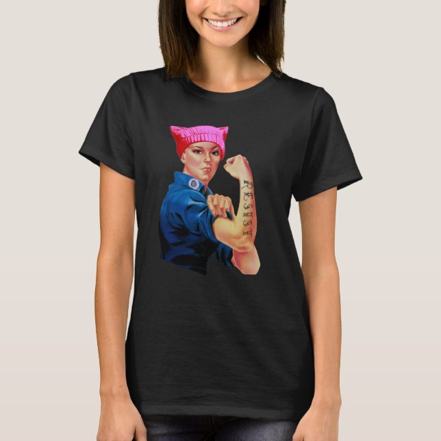 Rosie Resists Pink Hat T-Shirt (Front)