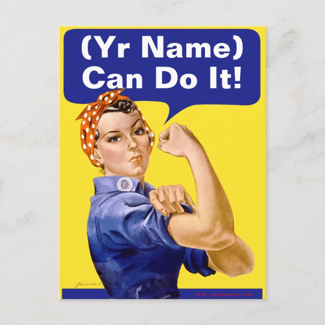 Rosie Riveter "(______) Can Do It!" Postcard (Front)