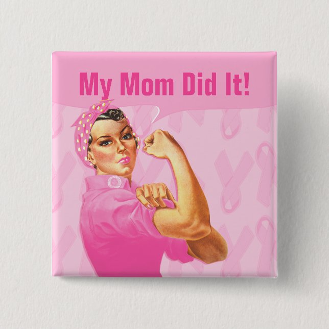 Rosie Riveter Custom Cancer 15 Cm Square Badge (Front)