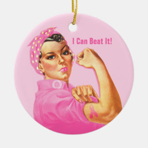 Rosie Riveter Custom Cancer Ceramic Tree Decoration