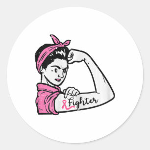 Rosie Riveter Fight Fighting Breast Cancer Awarene Classic Round Sticker