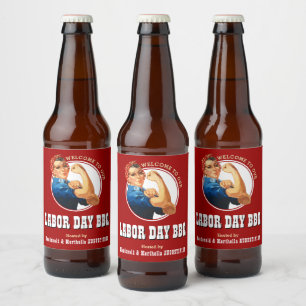 Rosie Riveter LABOR DAY BBQ Beer Bottle Label