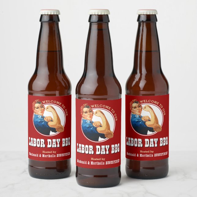 Rosie Riveter LABOR DAY BBQ Beer Bottle Label (Bottles)