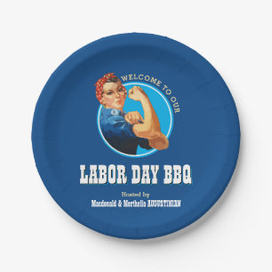 Rosie Riveter LABOR DAY BBQ Paper Plate
