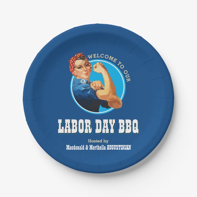 Rosie Riveter LABOR DAY BBQ Paper Plate (Front)