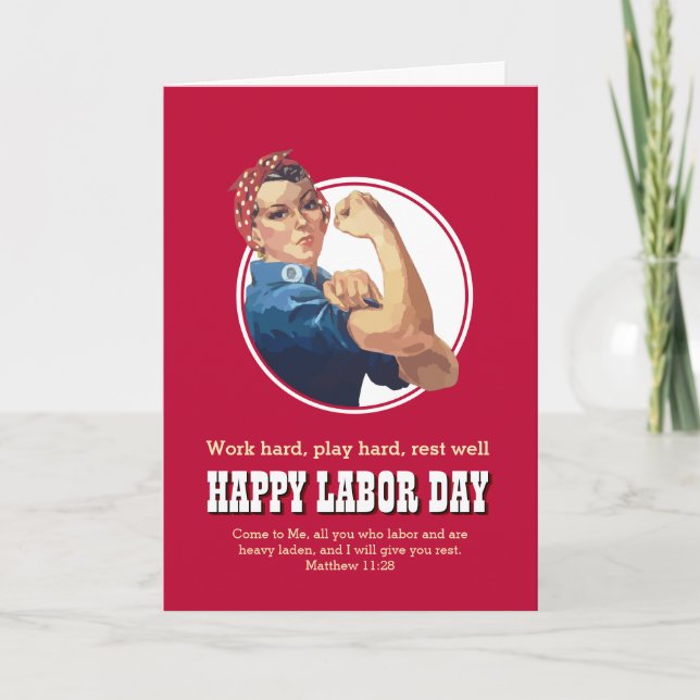  Rosie Riveter LABOR DAY Holiday Card (Front)