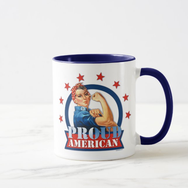 Rosie Riveter Proud American Ringer Mug (Right)