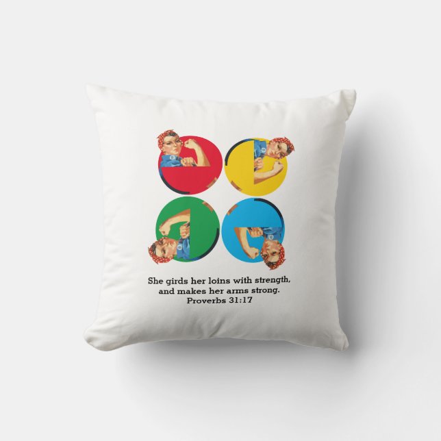 ROSIE RIVETER Proverbs 31 Cushion (Front)
