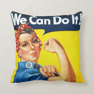 Rosie Riveter Vintage Propaganda Cushion