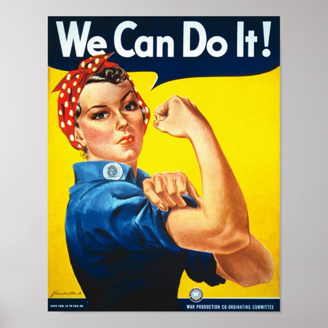 Rosie Riveter Vintage Propaganda Poster (Front)