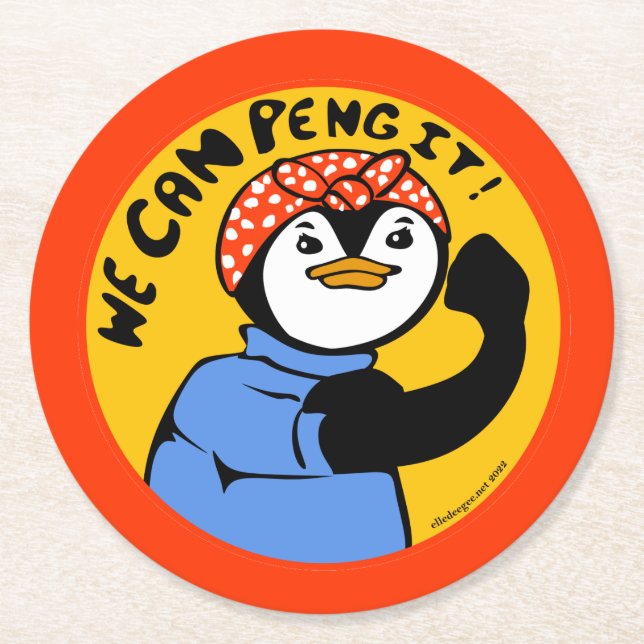 Rosie the Penguiter Paper Coaster (Front)