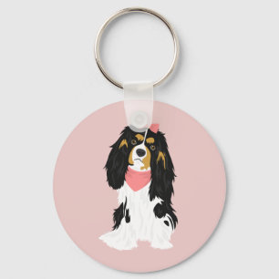 Rosie The Pink Cavalier King Charles Spaniel Key Ring