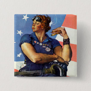 Rosie the Riveter 15 Cm Square Badge