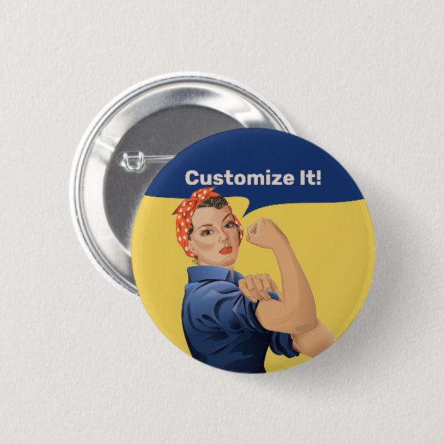 Rosie the Riveter 6 Cm Round Badge (Front & Back)