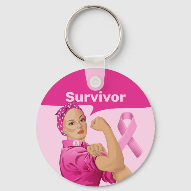 Rosie the Riveter Breast Cancer Awareness Key Ring (Front)