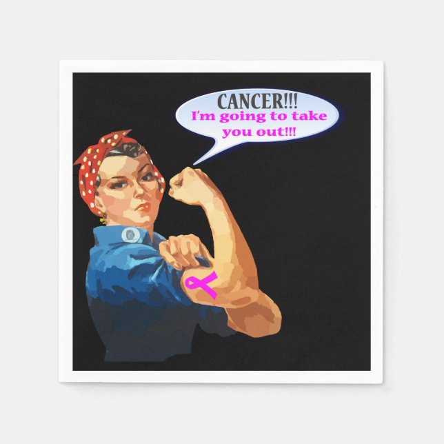 Rosie the Riveter Breast Cancer Charity Design Napkin (Front)