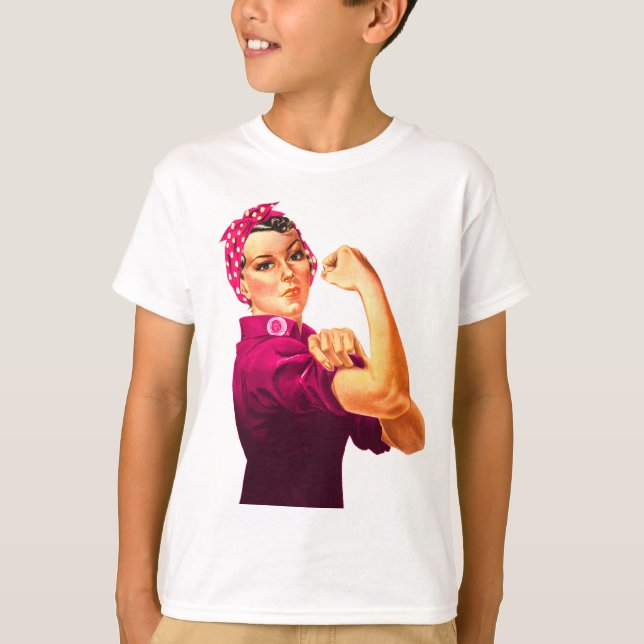 Rosie The Riveter - Cancer Pink T-Shirt (Front)