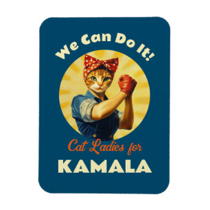 Rosie The Riveter Cat Ladies For Kamala Harris Magnet