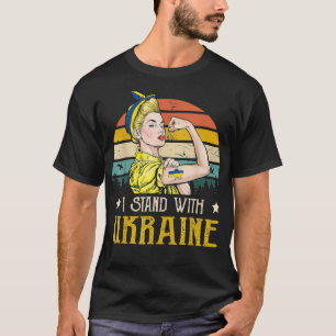 Rosie The Riveter Costume Ukraine Flag Women Suppo T-Shirt
