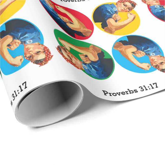 ROSIE THE RIVETER Customisable Proverbs 31 Wrapping Paper (Roll Corner)