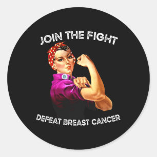 Rosie The Riveter Defeat Breast Cancer Awareness D Classic Round Sticker