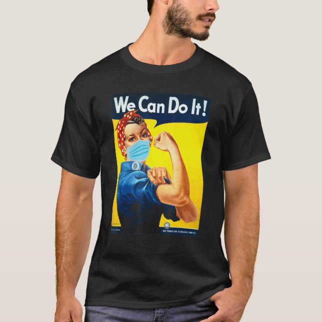 Rosie The Riveter Face We Can Do It Face Mask Edit T-Shirt (Front)